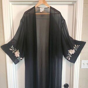 Flora Nikrooz Saks Fifth Avenue Kimono Robe Sheer Long M/L Made In USA